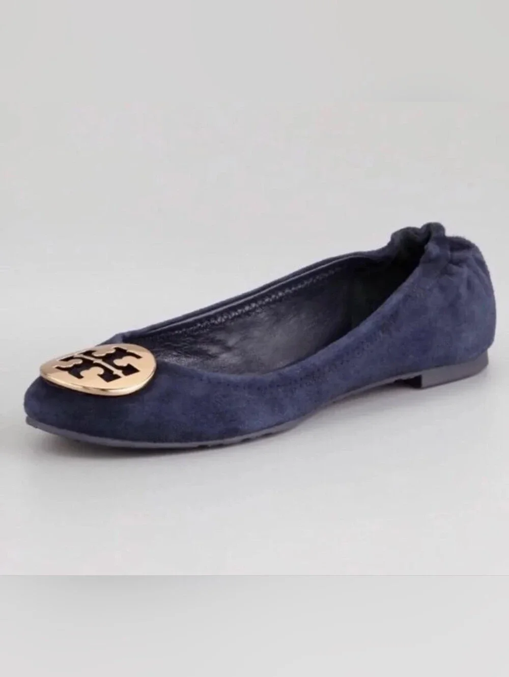Tory Burch Reva Navy Suede Leather Ballet Flats Size 6M